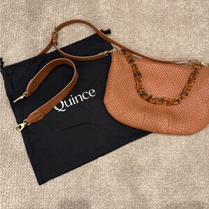 Quince Italian Brown Woven Leather Shoulder Bag